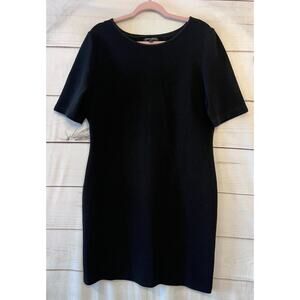 Mario Serrani Italy‎ Size LG Black Short Sleeve Dress Knit Ribbed Classic